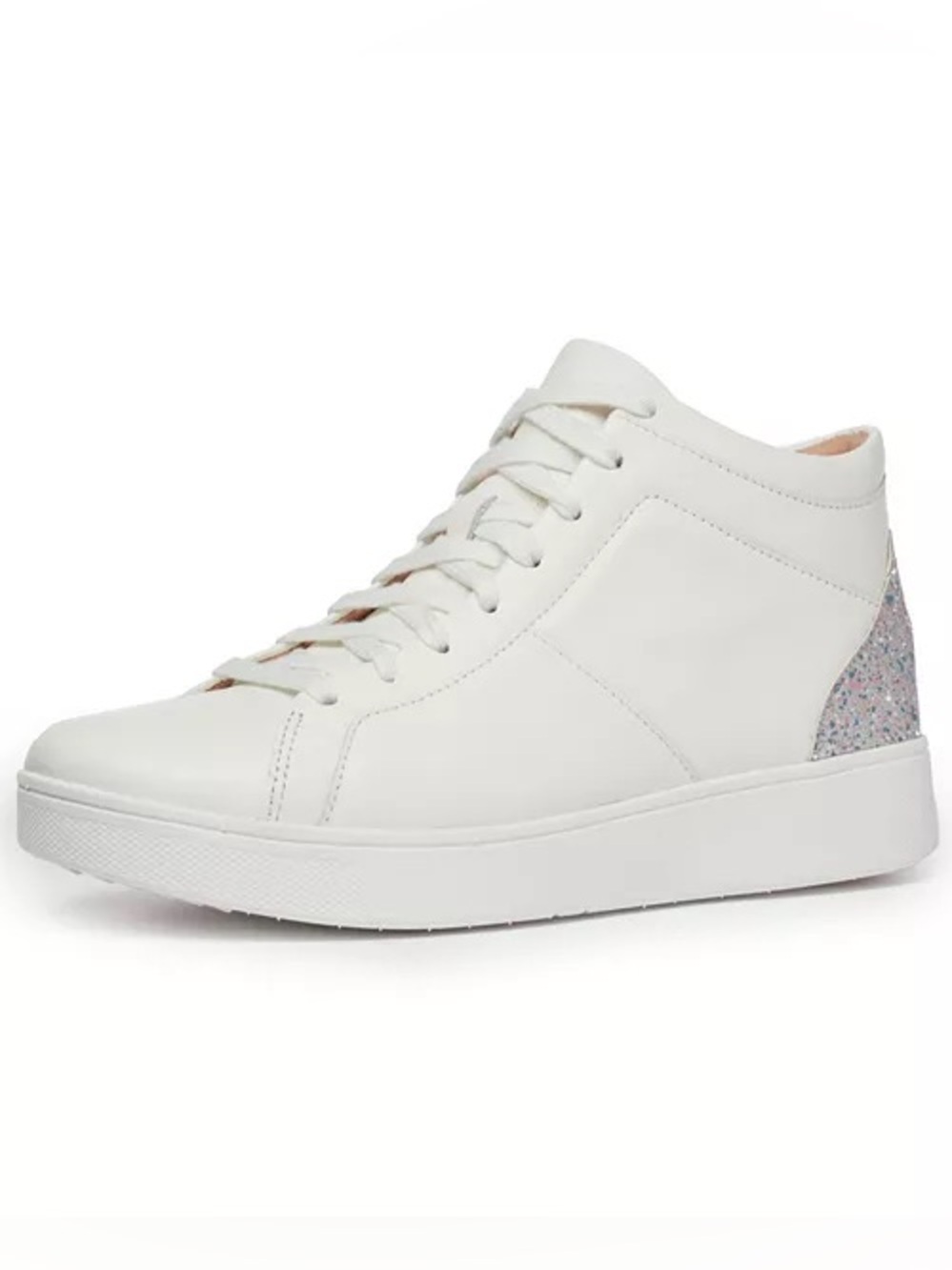 Fitflop white leather glitter Rally high top sneakers 8